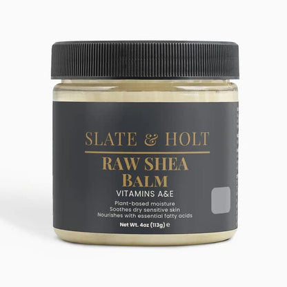 Jar of Slate & Holt Raw Shea Balm on a white background