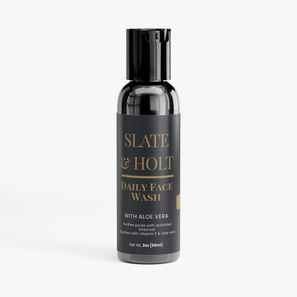 Bottle of Slate & Holt Daily Face Wash with Aloe Vera on a white background